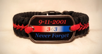 9-11 Never Forget Thin Red Line Paracord Survival Bracelet