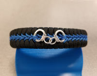 Thin Blue Line Stitched with Cuffs Paracord Survival Bracelet