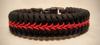 Thin Red Line Stitched Paracord Survival Bracelet